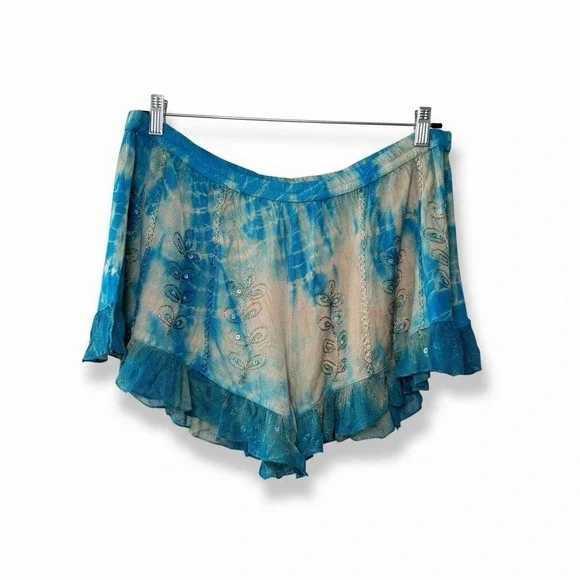 Y2K Raga Women's Flutter Shorts Skort Size L‎ Embroidered Tie Dye Boho Fairycore - Picture 2 of 11